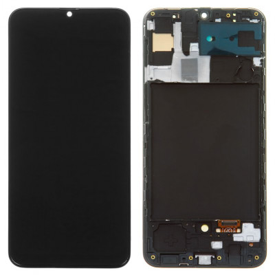 Дисплей для Samsung A307 Galaxy A30s, черный, с рамкой, ., с широким ободком, (OLED)