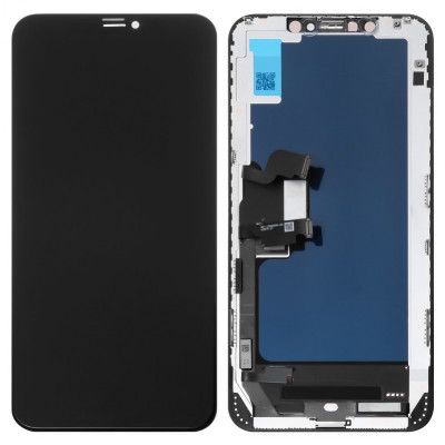 Дисплей для iPhone XS Max, чорний, з рамкою, ., Tianma, з пластиками камери та давача наближення, (TFT)