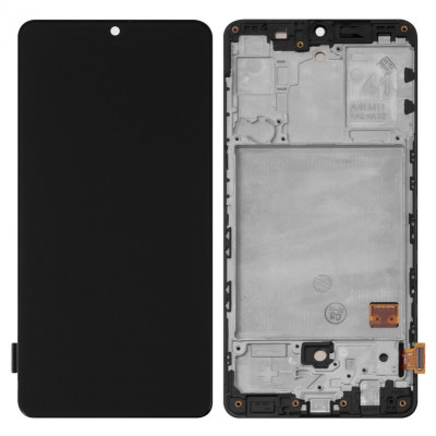 Дисплей для Samsung A415 Galaxy A41, чорний, з рамкою, ., (OLED)