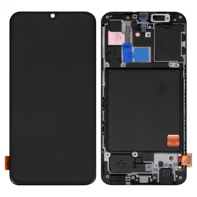 Дисплей для Samsung A405 Galaxy A40, черный с рамкой, Оригинал (переклеенное стекло) на allbattery.ua