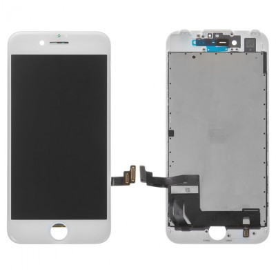 Дисплей для iPhone 7, белый, с рамкой, Оригинал (переклеенное стекло) - идеальное решение для allbattery.ua!