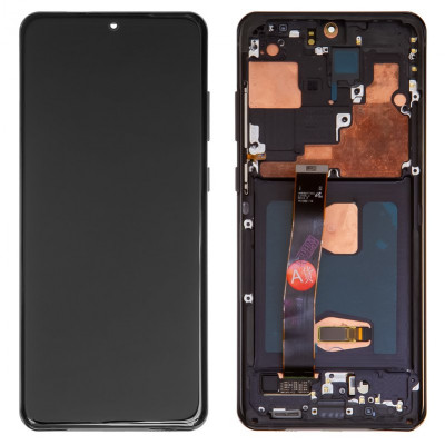 Дисплей для Samsung G988 Galaxy S20 Ultra, чорний, з рамкою, Оригінал (переклеєне скло), cosmic black
