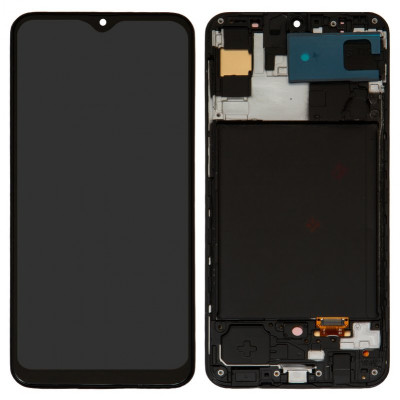 Дисплей для Samsung A307 Galaxy A30s, чорний, з рамкою, ., original LCD size, (OLED)