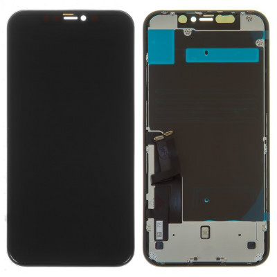 Дисплей для iPhone 11, черный, с рамкой, Оригинал и защитным экраном – идеальный выбор в allbattery.ua!