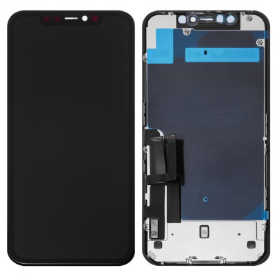 Дисплей для iPhone 11, чорний, з рамкою, ., з пластиками камери та давача наближення, (TFT), YOUDA