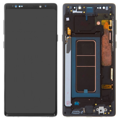 Дисплей для Samsung N960 Galaxy Note 9, чорний, з рамкою, Оригінал (переклеєне скло), midnight black