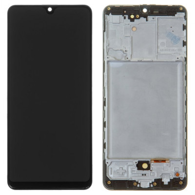 Дисплей для Samsung A315 Galaxy A31, черный, с рамкой, ., с широким ободком, (OLED)