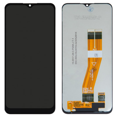 Дисплей Samsung A025G/M025, без рамки, чорний, Original (PRC), з жовтим шлейфом, 163x72,5 мм
