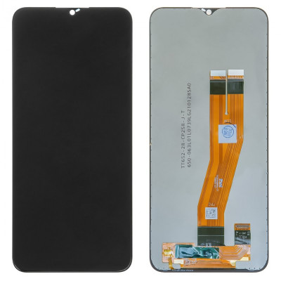 Дисплей Samsung A025F/DS Galaxy A02s, M025 Galaxy M02s - оригинальный безрамочный черный дисплей с желтым шлейфом (160,5x72 mm) на Allbattery.ua