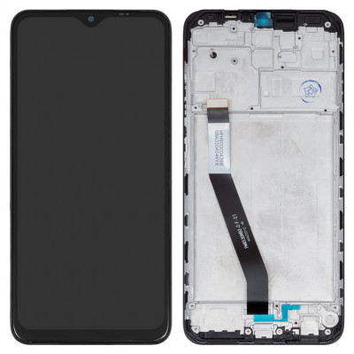 Дисплей для Xiaomi Redmi 9, чорний, з рамкою, Оригінал (переклеєне скло), M2004J19G, M2004J19C