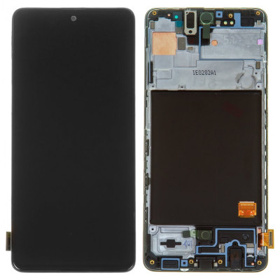 Дисплей для Samsung A515 Galaxy A51, черный, с рамкой - оригинальное переклеенное стекло на allbattery.ua
