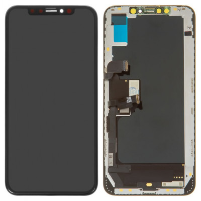 Дисплей для iPhone XS Max, чорний, з рамкою, ., (OLED), Self-welded OEM soft