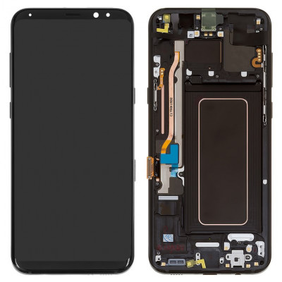 Дисплей для Samsung G955 Galaxy S8 Plus, чорний, з рамкою, Original (PRC), midnight Black, original glass