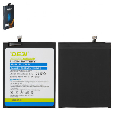 Акумулятор Deji BN31 для Xiaomi Mi A1, Redmi Note 5A, Li-ion, 3,85 B, 3080 мАг