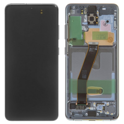 Дисплей для Samsung G980 Galaxy S20, G981 Galaxy S20 5G, сірий, з рамкою, Original (PRC), cosmic grey