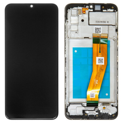 Дисплей Samsung A025F/DS Galaxy A02s, чорний, з рамкою, Original (PRC), з жовтим шлейфом, (160,5x72 mm) - купити на Allbattery.ua
